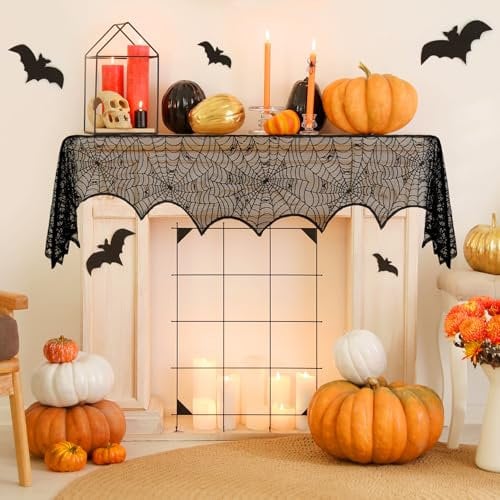 Halloween Tischdecke,1PCS Halloween Deko Spinnennetz,Halloween Deko,Halloween Deko Innen,Halloween Deko Outdoor,Halloween Dekoration,Deko Halloween,Tischdecke Halloween Deko,Tischdecke Aus Spitze