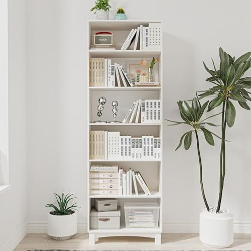URBNLIVING 5/6 Tier Wooden Shelf Bookcase Shelving Unit for Storage and Display, Ideal for Home or Office Organization, Stylish & Durable Wooden Stand with Multiple Shelves for Books, Décor