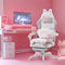 MEENICE Cute Gaming Stuhl mit Katzenpfote Lendenkissen und Katzenohren, Velour Ergonomische Gamer Stuhl mit Fußstütze, Zurücklehnen PC-Spiel Stuhl für Mädchen, Teenager, Kinder, Farbig