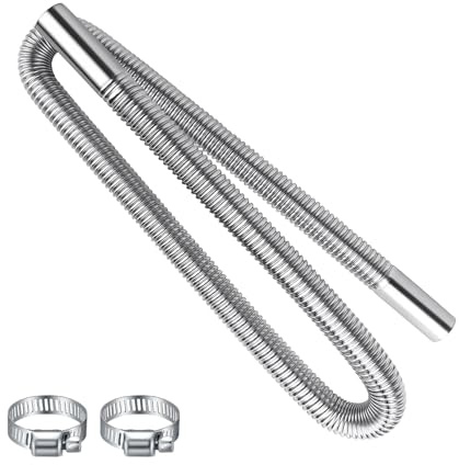 Eidoct 120cm Car Exhaust Hose, Stainless Steel Diesel Heater Exhaust Pipe | Parking Heater Exhaust Pipe, Diesel Gas Vent Hose, with 2 Hose Clips, for Car Heater Accessories Tank Cars Air Diesel Heater