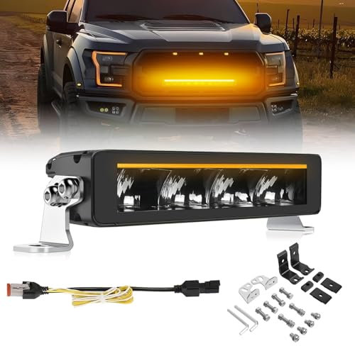 10 Zoll LED Scheinwerfer 12/24v - 40W 5000LM IP69 weiß Amber Zusatzscheinwerfer Auto Arbeitsscheinwerfer Bar, E Geprüft für Auto SUV ATV UTV LKW (10 Zoll + Linien)