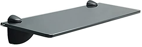 Mooche 1tlg Glasregal Set aus Zinklegierung + 38x17x0.7cm Gehärtetes Glas - Wandmontage mit Halterungen und Glasablage für Badezimmer und Küche, Schwarz