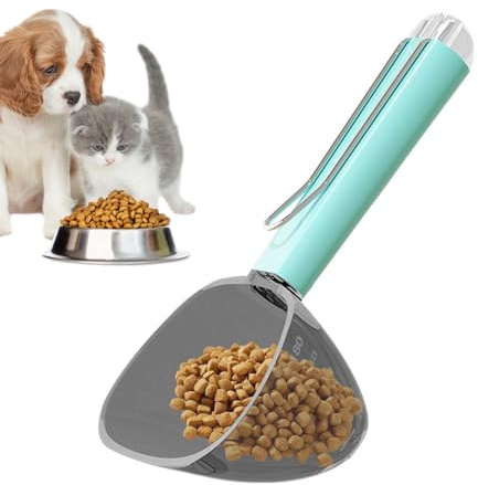 Scooper Hundefutter – Messbecher für Katzenfutter | Abnehmbarer Messbecher für Hundefutter und Katzenfutter, vielseitiger Futterbecher für Hunde und Katzen, Löffel für Futter