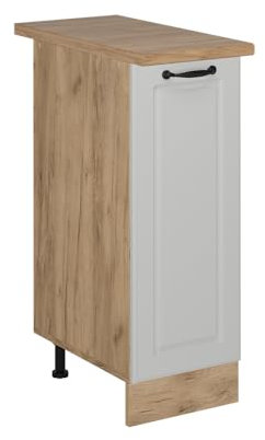 Vicco Apothekerschrank R-Line, Medizinschrank für die Küche, Weiß Landhaus, 30 cm, AP Eiche