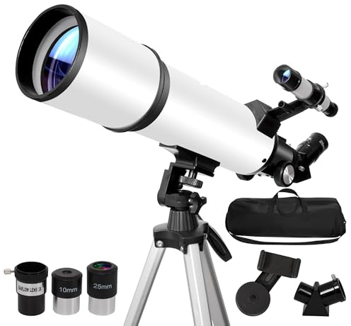70 mm Blende Refraktor Teleskop mit Telefonadapter - Professionelles QQ CAT Astronomie Teleskop für Erwachsene, Kinder & Anfänger, 500 mm Brennweite, 150-fache Vergrößerung mit Stativ & Tragetasche