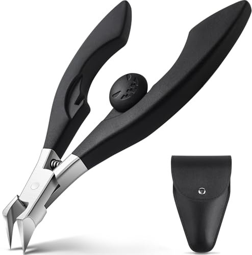 Tagliaunghie incarnite, tagliaunghie a lama dritta per unghie incarnite o unghie, tagliaunghie per unghie incarnite o spesse, manico morbido, correttore per unghie incarnite in acciaio inox (nero)