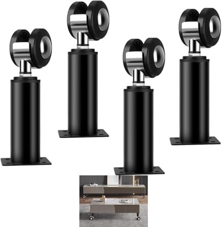 Verstellbare Möbelstützenbeine aus Metall mit Rädern für Schrank Sofa Schrank Schrank Nachttisch Set mit 4 (8 12 cm schwarz)