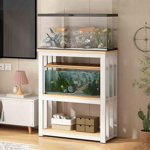 Aquarium Unterschrank Aquariumschrank mit Metallrahmen, Aquarienständer für Mehrere Aquarien, Dekorativer Aquariumtisch für Wohnzimmer und Küche, Stütze für Schildkrötenbecken(B,90x45cm(35 3/8x17 3/4