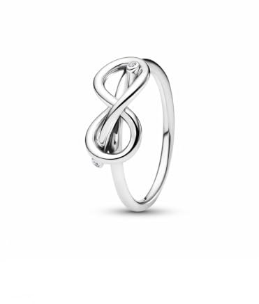 PANDORA Moments Unendlichkeitsknoten Ring aus Sterling Silber mit Zirkonia, Größe: 52, 193759C01-52