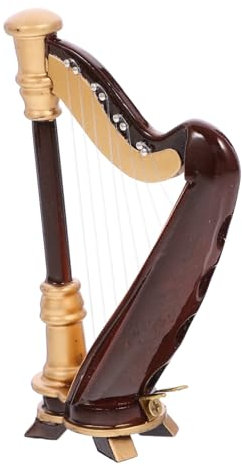 OFFIGAM Miniature Harp Model Wooden Instrument Harp for Display Storage Box Lid for Miniatures Storage Case Lovers