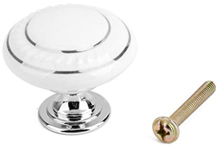 Poignée de porte ronde blanche pour tiroir ou placard 1 pièce