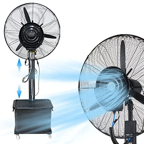 Ventilatore a piantana con nebulizzatore d'acqua, ventilatore nebulizzatore, ventilatore a piantana oscillante per esterni con nebulizzatore, 3 velocità di raffreddamento, oscillazione a 90°, altezza