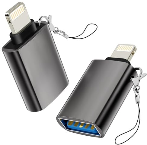 Zestiq Adattatore da Lightning a USB, Cavo Dongle Lightning Maschio a USB Femmina per iPhone 14 13 12 11 Pro Max/iPad, Adattatore OTG iPhone Supporta Chiavetta USB, Mouse, Tastiera, Fotocamera
