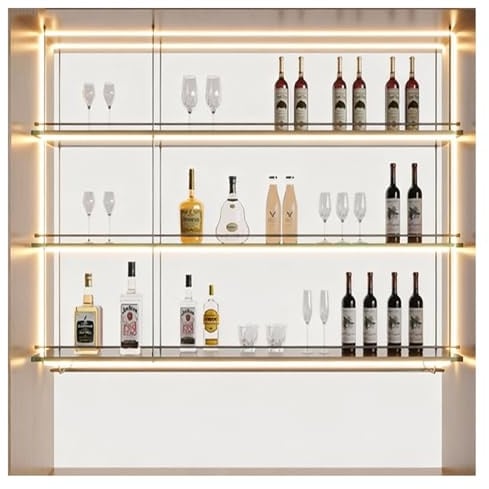 DHNDSDP Wall-Mounted Wine Rack Steel Plate Construction Includes Upside-Down Glass Holder Commercial Shelves H120cm (47.2) 3-Tier Design Ample Storage Capacitility Features(47.2x11.8x47.2)