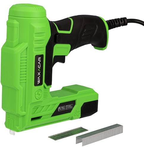 WAXACAR Electric Staple Gun and Brad Nailer, 70W, 230V, Upholstery, Carpentry and Woodwork DIY Projects, Includes 100pcs Type 53 Staples and 500pcs Type 47 Nails and a Carry Bag