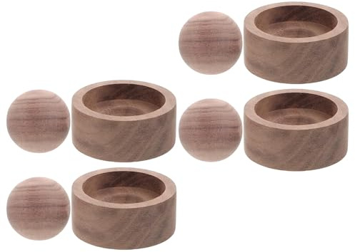Veemoon 4 Stück Ätherische Öl Duftdiffusoren aus Walnuss Holz Runde Holzkugeln Kabelloser Aromatherapie Diffusor für Büro Zuhause und Auto