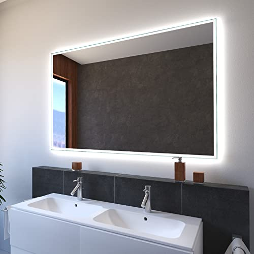 SARAR Wandspiegel mit schmaler rundum LED-Beleuchtung 190x80 cm Made in Germany Designo MA4111 Badspiegel Spiegel mit Beleuchtung Badezimmerspiegel nach-auf Maß