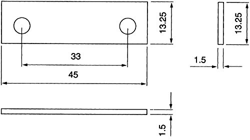 Unterlegplatte zu Schließblech, eckig, Stärke 1,5 mm, Kunststoff weiß