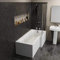 Ceramica Modern 1700mm L Shaped Right Hand Shower Bath 5mm Glass Screen Front and End Panel Acrylic Bathtub White Bathroom Tub