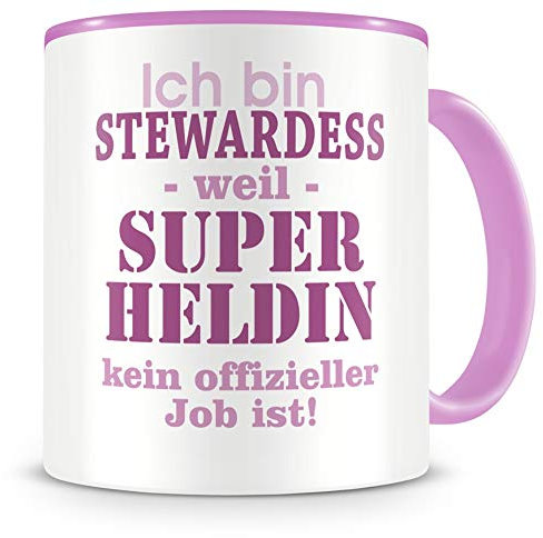 Samunshi® Ich bin Stewardess Tasse Beruf Geschenk Kaffeetasse Teetasse Kaffeepott Kaffeebecher Becher rosa