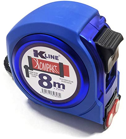 KELI FRANCE - K•LINE - Ultrakompaktes Maßband mit doppelter Ablesung, professionelles Magnetband, Bi-Material, 2,2 m Steifigkeit, Vierfachhaken, extra breites 25-mm-Band (8M x 25 mm)