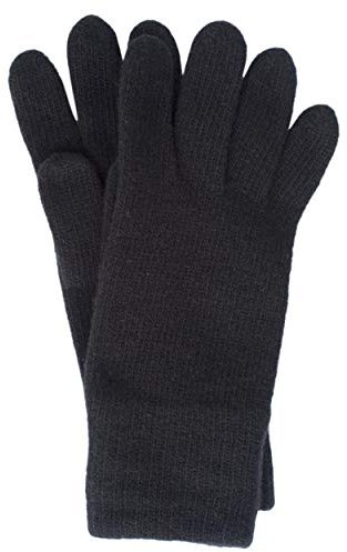 FosterNatur , Damen Wollhandschuhe/Fingerhandschuhe, 100% Wolle extrafine (6,5, Schwarz)