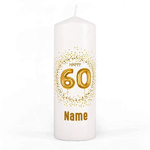 Herz & Heim® personalisierte Geburtstagskerze zum runden Geburtstag mit Wunschnamen 60. Geburtstag