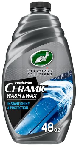 Turtle Wax Hybrid Solutions Ceramic Car Wash and Wax, Gentle pH Neutral Car Cleaner with Extreme Water Beading Paint Protection, High Gloss Spot-Free, Car Wax Shine, Fruity Scent, 48 oz (Pack of 1)
