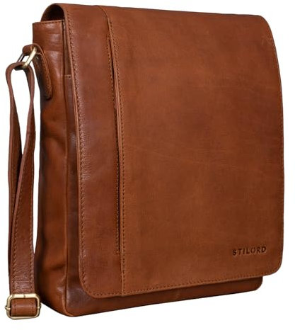 STILORD 'Paul' Umhängetasche Herren Leder Hochformat Messenger Bag im Vintage Design Ledertasche für 13,3 Zoll MacBook iPad DIN A4 Herrentasche Echtleder, Farbe:maraska - braun