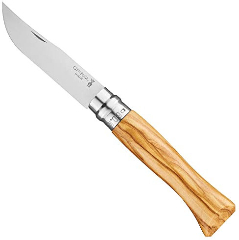 Opinel - Boîte N°9 Couteau de Poche - Lame Inox - Manche en Olivier - Confort de Coupe, Usage Quotidien - Bague de Sécurité Virobloc - Fabrication Française
