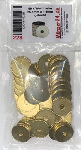 Münzer24 Wertmarke WM9, Waschmarke. Kompatibel mit Miele 11726, Messing Jeton, 50 Stück (WM 9 (25,5 x 1,8))