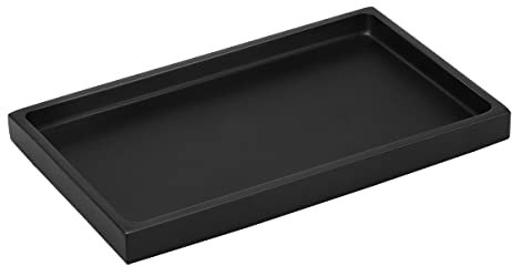 Emibele Vassoio Rettangolare in Resina, Piatto Gioielli in Marmo organizzatore da Bagno, Vassoio di immagazzinaggio Decorativo da toeletta per Tessuti, Candele, Sapone, Asciugamano, pianta, ECC, Nero