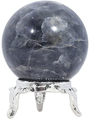 FASHIONZAADI Iolite Edelsteen BOL Met Standaard Voor Chakra Balancing Feng Shui Handgemaakte Bal Reiki Healing Kristal Waarzeggerij Stenen BOL Spirituele Gift & Home Decor Grootte: - 50-60 Mm