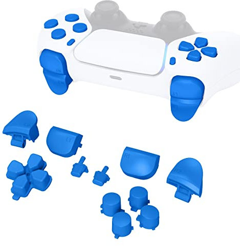 eXtremeRate Ersatz Premium Tasten Knöpfe Kompatibel mit ps5 Controller BDM-010 & BDM-020,Ersatzknöpfe D-Pad Aktionstasten Steuerkreuz R1 L1 R2 L2 Triggers Buttons Share-Taste Options-Taste-Blau