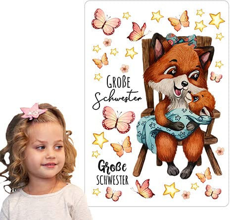 Bügelbilder Fuchs Füchschen große Schwester Geschwister Sterne Set in A5 Applikation Kissen Shirt Taschen Bügelbild Bügelmotiv Patch Aufbügelbilder bb248 ilka parey wandtattoo-welt®