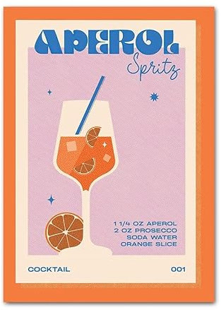 ZCHX Retro Cocktail Negroni Martini Alkohol Küche Wandkunst Leinwand Malplakate und Drucke Wandbilder Home Decor kein Rahmen (Color : L, Size : 40X50cm No Framed)