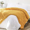 Bigacogo Chunky Knit Throw Blanket for Couch, 51x63 inches, 100% Hand Knitted with Thick Jumbo Chenille Yarn, Cozy Soft Large Rope Knot Cable Crochet Blankets for Sofa Bed Living Room, Mustard Yellow