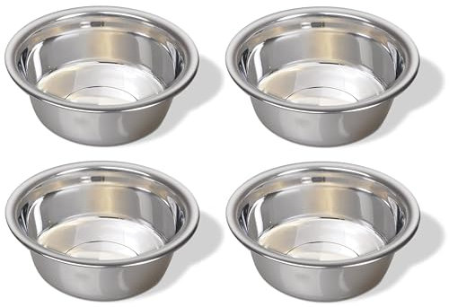Greendale - 4 Pack - 3.8 Cup / 29 fl oz Capacity - Stainless Steel Metal Dog Bowls - Perfect for Dog Food and Water. Wrong Size? Click to Look at Our Size Options