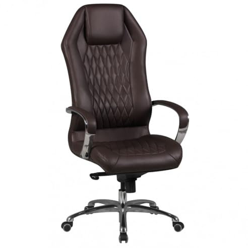 KADIMA DESIGN Chefsessel MILANO Echtleder, Multiblockwippmechanik, Lendenwirbelunterstützung, Aluminiumfußkreuz Farbe: Braun