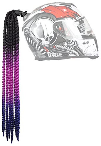 Hayaww Motorrad Helm ZöPfe, Helm Braids Retro Motorradhelm Braids Motorradhelm ZubehöR Motorradhelm Abnehmbarer Pferdeschwanz Helm Geflochtener Pferdeschwanz For Bicycle Motorcycle (schwarz+lila+blau)