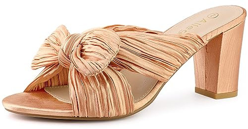 Allegra K Women's Slip on Bow Chunky Heel Slide Sandals Rose Gold 7.5 UK/Label Size 9.5 US