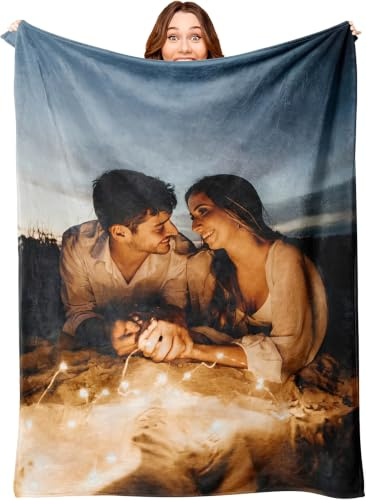 Mraxovid Personalisierte Decke, individuelle Fotos, Decke, Erinnerungsgeschenk mit Fototext, personalisierte Überwurfdecke für Familie, Mutter, Papa, Kinder, Ehefrau, Freunde