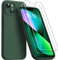 HATOSHI 3 in 1 for iPhone 13 Case, with 2 Pack HD Screen Protector, [Upgraded Full Camera Protection] Liquid Silicone Silky-Soft Touch Slim Shockproof [Anti-Scratch] [Multi-Color] 6.1, Alpine Green