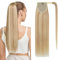 Benehair Ponytail Extension Echthaar, Zopf Extensions Echthaar, Wrap Around Echthaars Ponytail für Frauen, Blond Highlights Bleichblond Pferdeschwanz Echtes Haar Haarverlängerung 40CM 80g #18P613