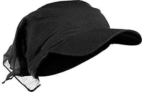 Damen Visor Bandana mit Schirm Haarband Chemotherapie Krebs Kopf Schal Hut Sommer faltbar Anti-UV Golf Tennis Sonnenblende Kappe Baumwolle Beanie Kopftuch Schal Hüte Sonnenhut Baseball-Mütze Schwarz