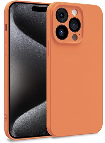 MyGadget Silikon Hülle kompatibel mit Apple iPhone 15 Pro - Zweilagige Handyhülle mit Kameraschutz - Cover mit Innenfutter & Silikon außen - Orange