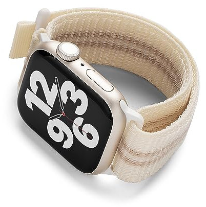 Ringke Sports Air Loop Compatible con Apple Watch 10 42mm, 9/8 / 7 41mm, SE3 40mm, Cinturino Polso Regolabile Traspirante Leggero Nylon Elastico - Cream