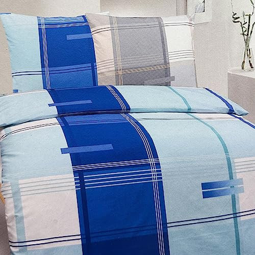 INDA-Exclusiv 4-er Set Mikrofaser Bettbezug Bettwäsche Bettwäsche Garnitur 135x200cm + 80x80cm mit Reißverschluss, Farben:Blau