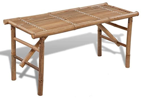 Homgoday Banc de jardin pliable de 118 cm en bambou, banc de jardin, banc de balcon, banc robuste pour balcon, terrasse et jardin