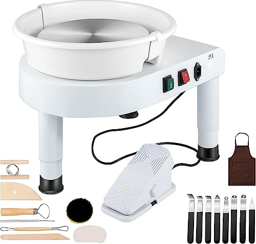 Electric Pottery Wheel, Adjustable Speed Pottery Clay Shaping Machine with Foot Pedal Sculpting Tools, 14 in Ceramic Pottery Wheel Heavy Duty Pottery Forming Machine, for Beginners & Pros